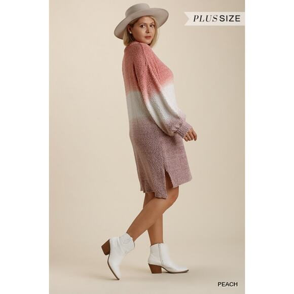 Umgee Dip Dye Sweater Dress, Size XL, Long Sleeves High Low Hem  Mock Neck New - Picture 4 of 6